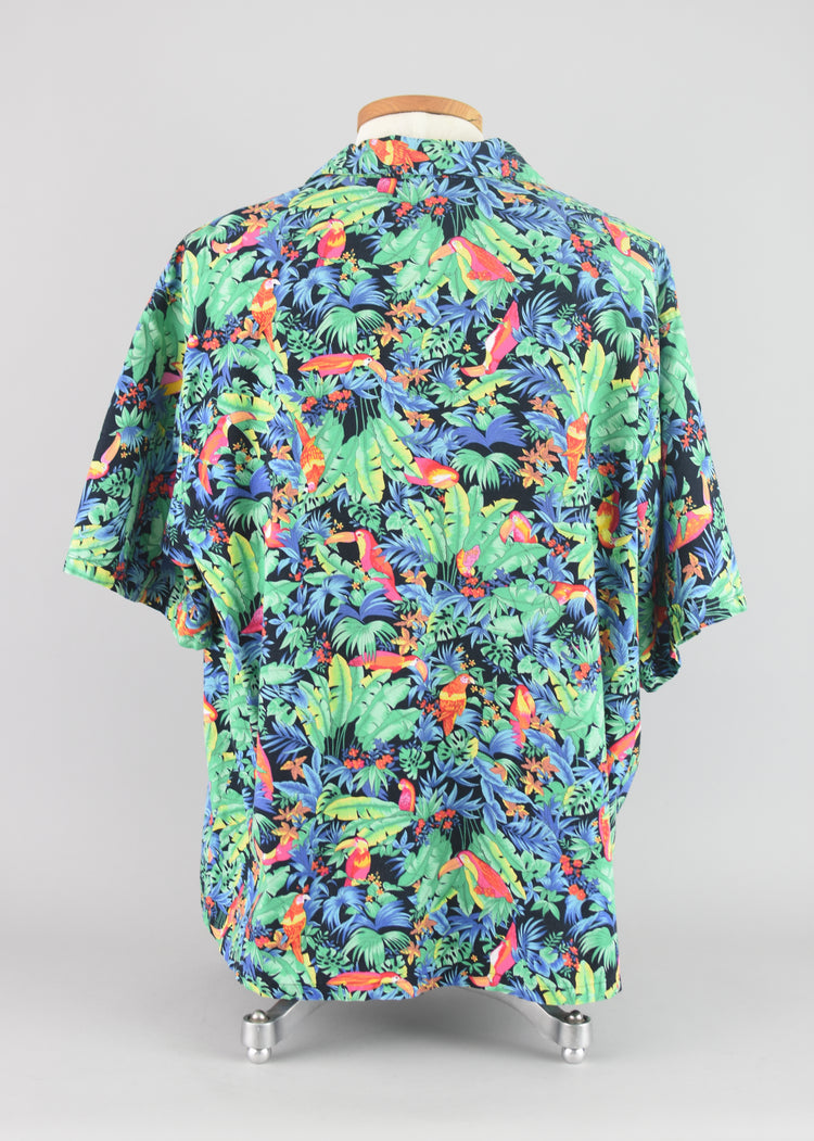 Vintage Hawaiian Toucan Print  Shirt, Men's 2X-Large