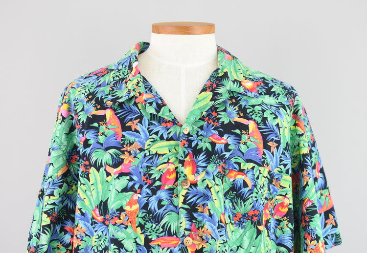 Vintage Hawaiian Toucan Print  Shirt, Men's 2X-Large