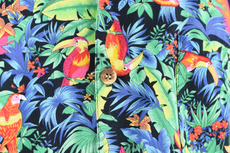 Vintage Hawaiian Toucan Print  Shirt, Men's 2X-Large