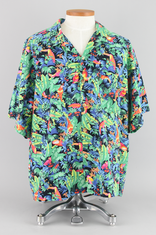 Vintage Hawaiian Toucan Print  Shirt, Men's 2X-Large