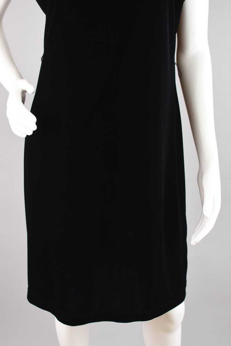 90s Black Velvet Sleeveless Shift Dress Women's Small