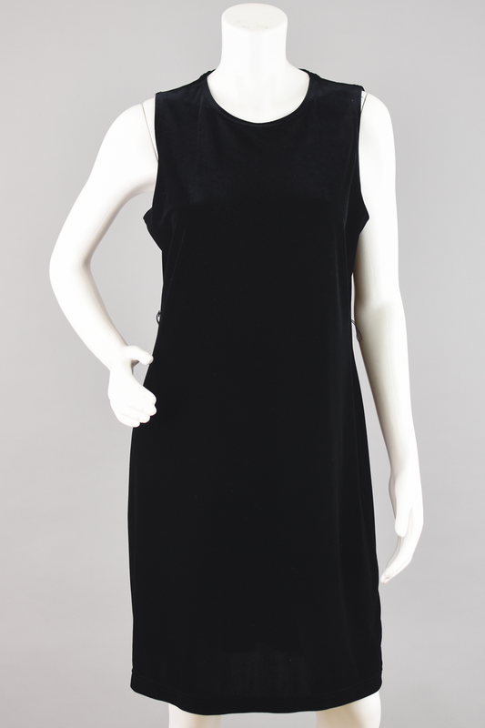 90s Black Velvet Sleeveless Shift Dress Women's Small