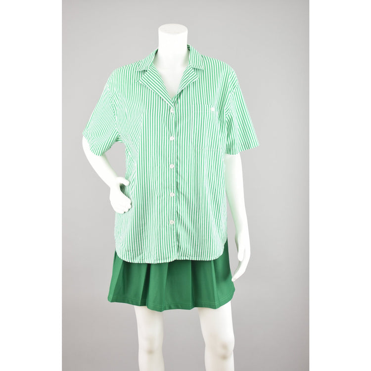 Vintage Karen Scott Green Striped Short Sleeve Shirt, Women's Large