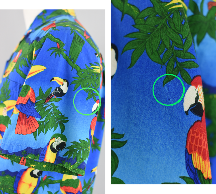 80s Hawaiian Parrot Print Button Down Shirt Men's Medium