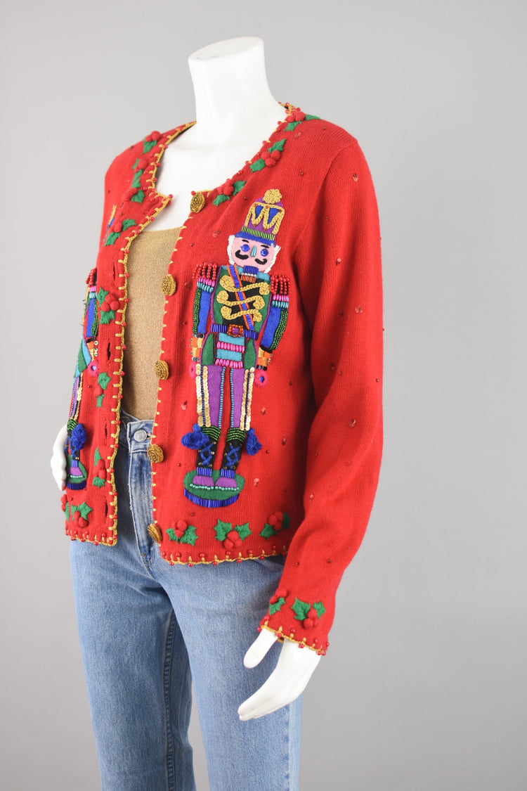 Michael Simon Nutcracker Christmas Cardigan Women's Medium