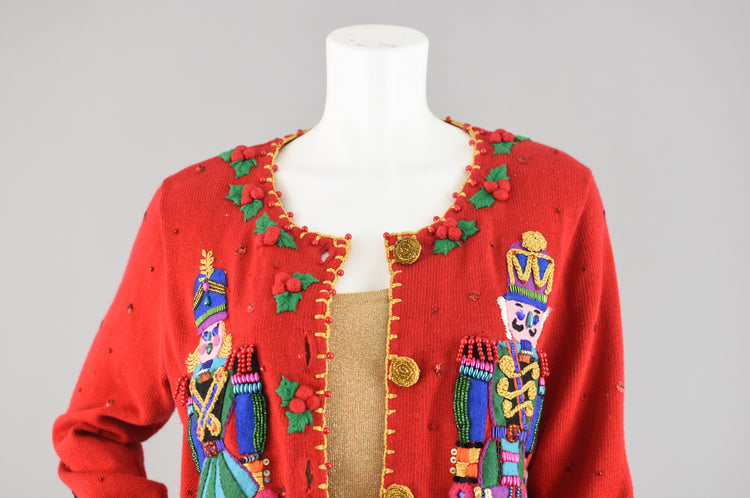 Michael Simon Nutcracker Christmas Cardigan Women's Medium