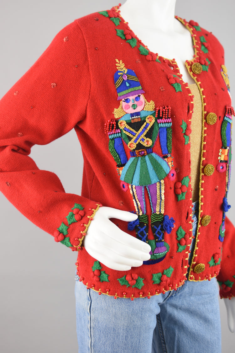 Michael Simon Nutcracker Christmas Cardigan Women's Medium