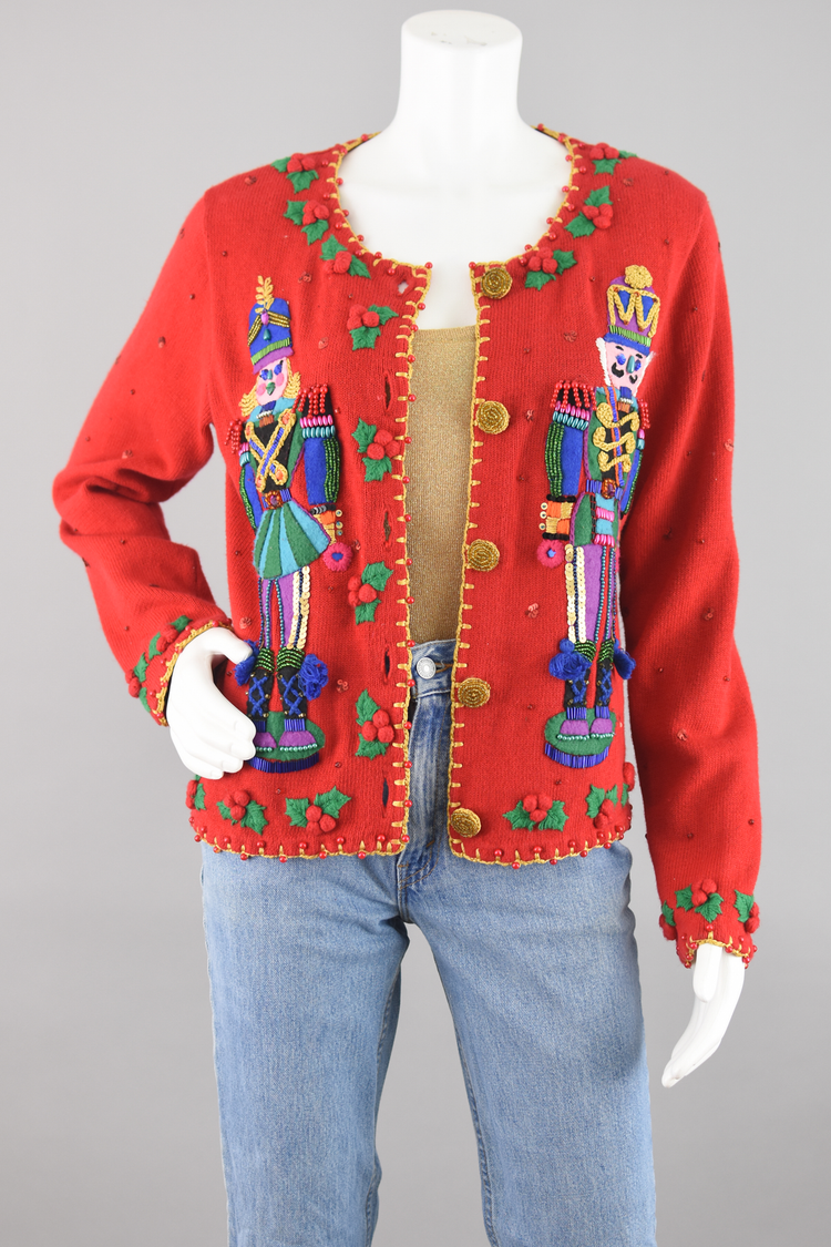 Michael Simon Nutcracker Christmas Cardigan Women's Medium