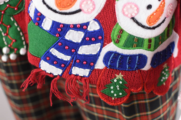 Vintage Snowmen Red Christmas Cardigan, Women's Large