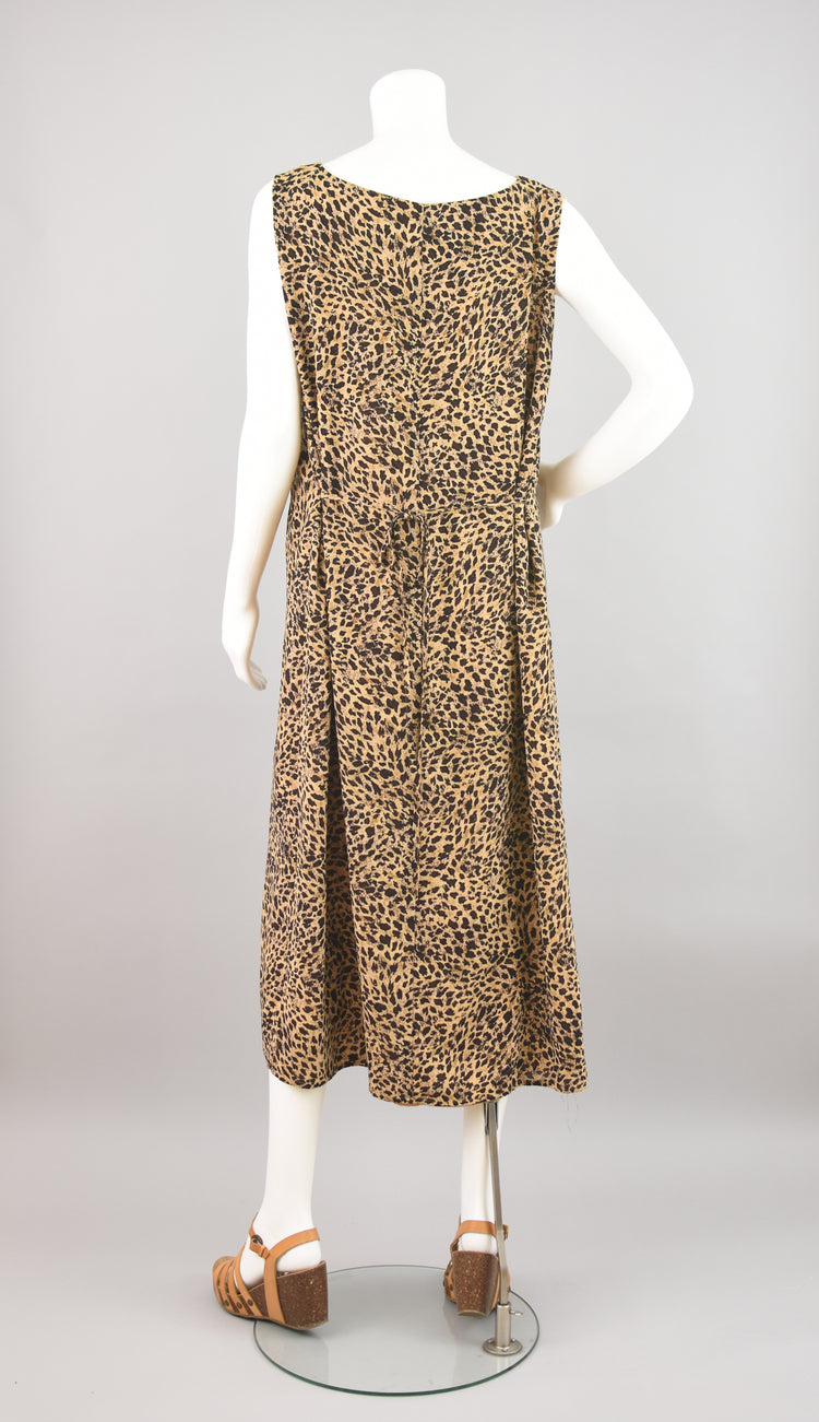 90s Sleeveless Animal Print Midi Dress Women's 18W