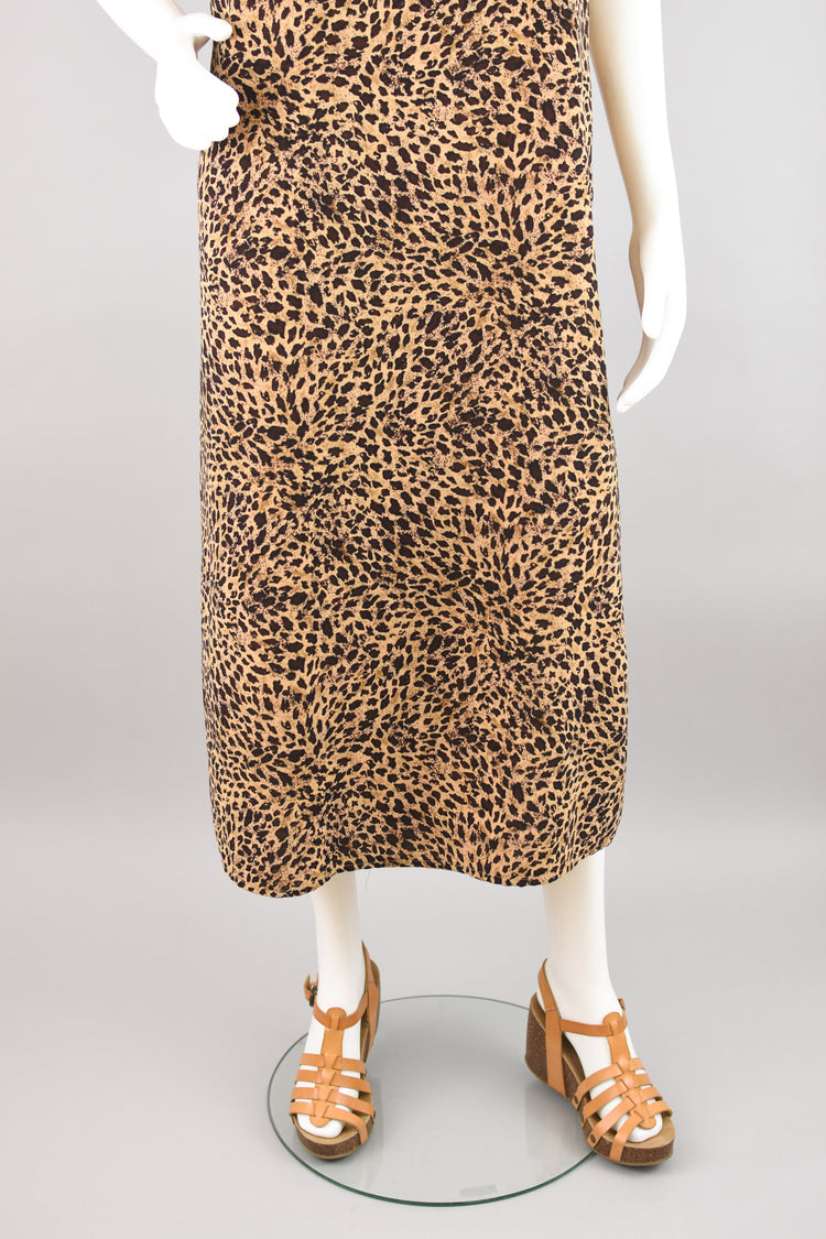 90s Sleeveless Animal Print Midi Dress Women's 18W