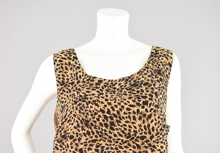 90s Sleeveless Animal Print Midi Dress Women's 18W