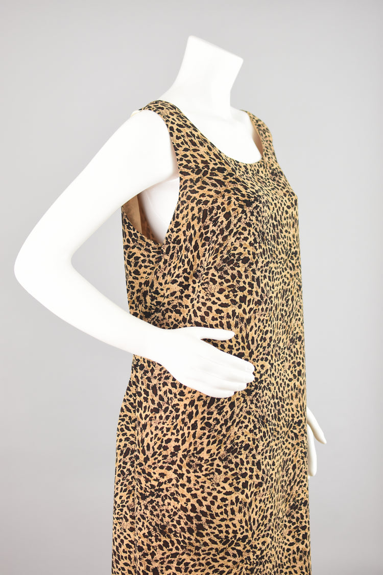 90s Sleeveless Animal Print Midi Dress Women's 18W