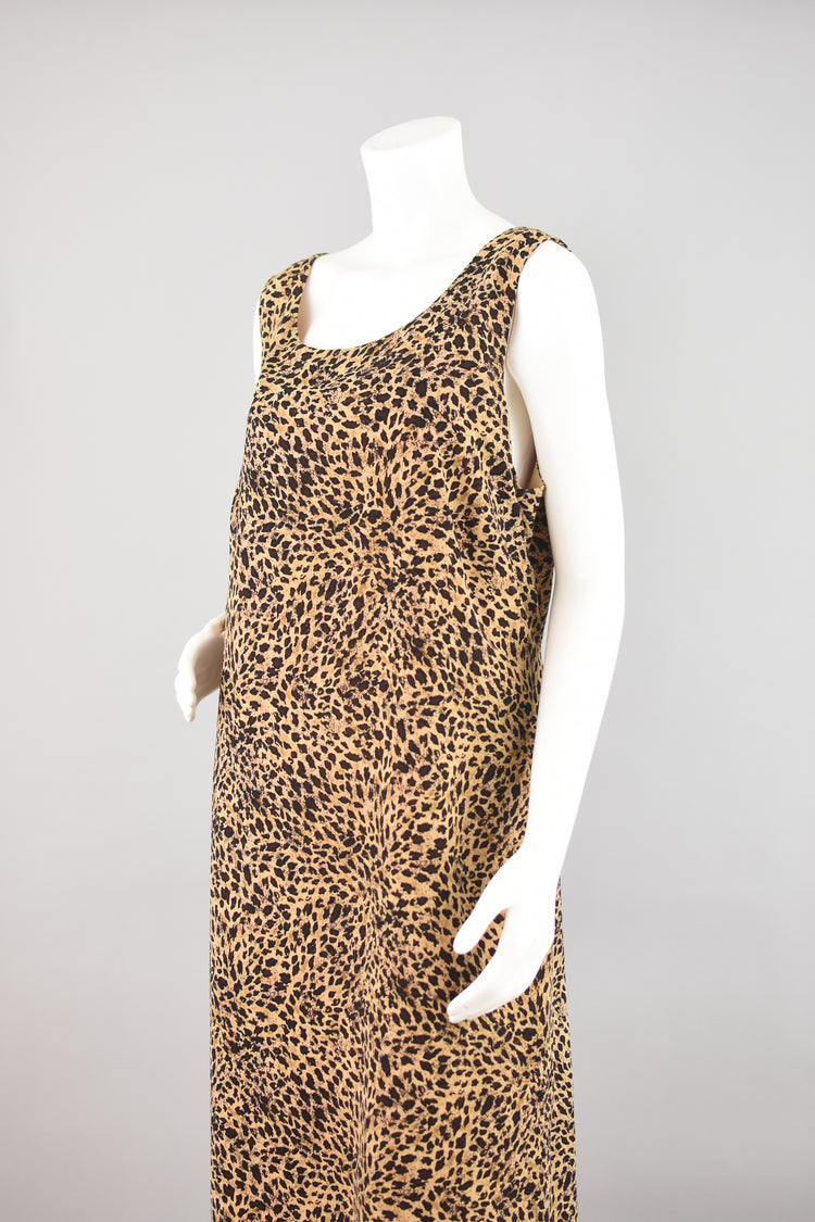 90s Sleeveless Animal Print Midi Dress Women's 18W