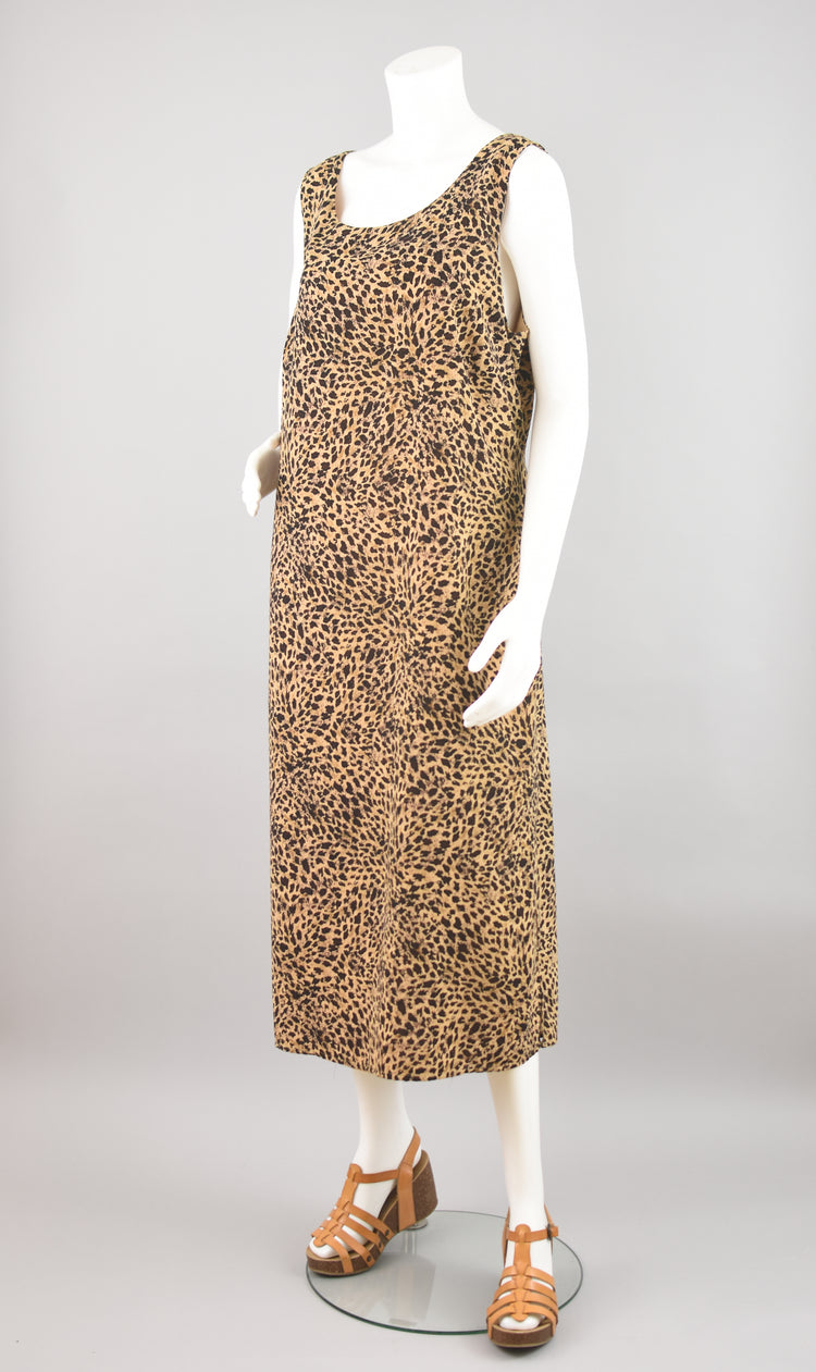 90s Sleeveless Animal Print Midi Dress Women's 18W