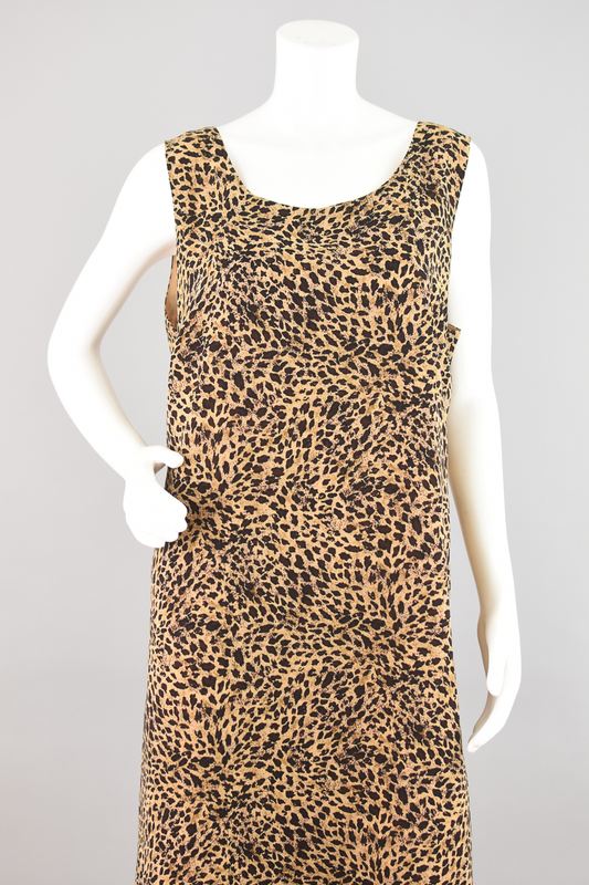 90s Sleeveless Animal Print Midi Dress Women's 18W