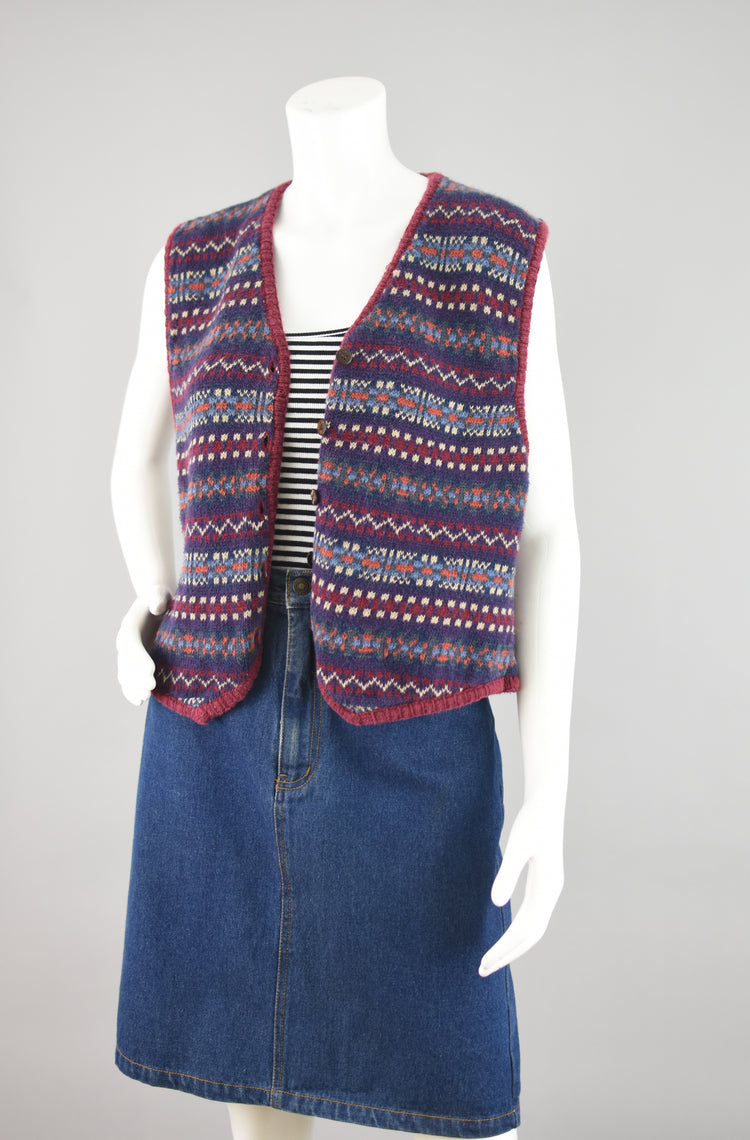 90s Arizona Purple Button Down Sweater Vest Juniors Large