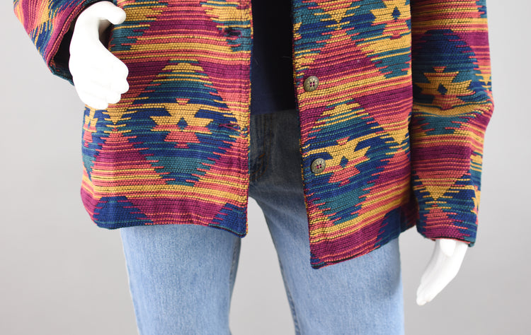 90s Southwest Aztec Tapestry Jacket Women's Plus Size 18