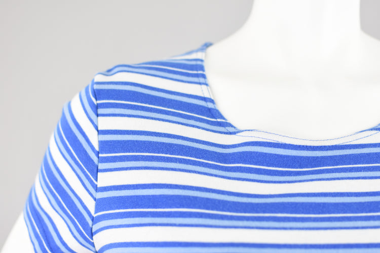 Vintage Basic Editions Blue Striped Short Sleeve Tee, Women's Small