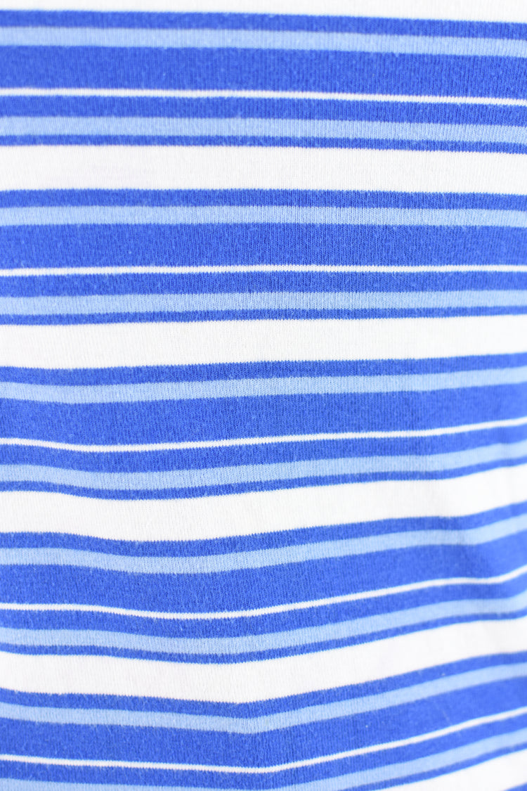 Vintage Basic Editions Blue Striped Short Sleeve Tee, Women's Small