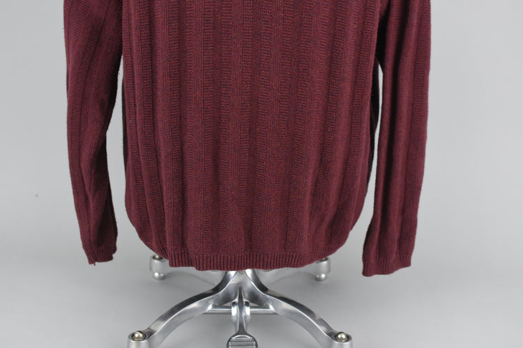 Bill Blass Henley Burgundy Ribbed Henley Sweater Men's XXL