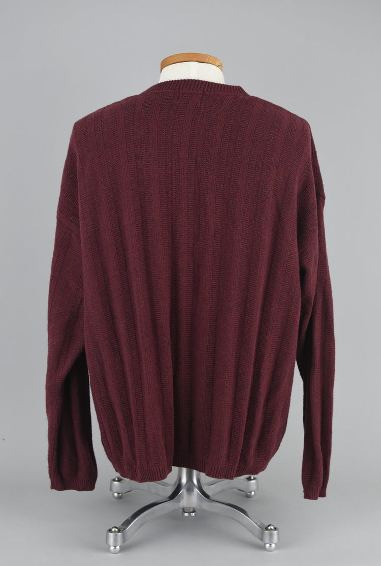 Bill Blass Henley Burgundy Ribbed Henley Sweater Men's XXL