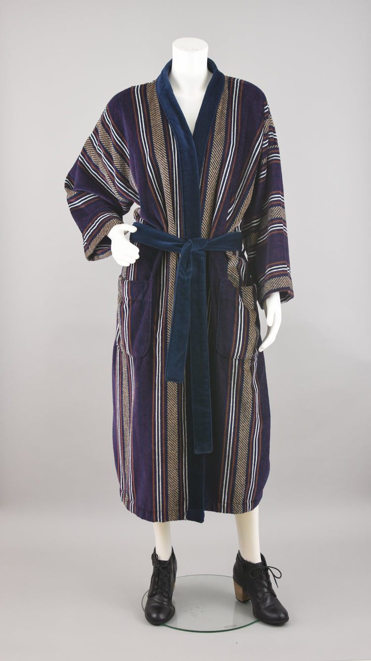 90s Bill Blass Belted Striped Robe Men's One Size