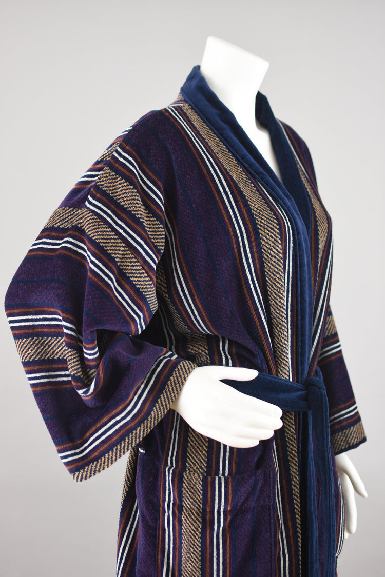 90s Bill Blass Belted Striped Robe Men's One Size