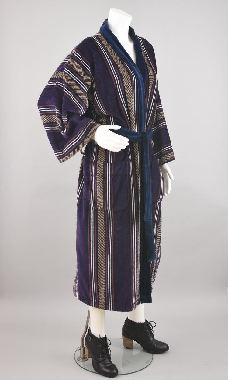 90s Bill Blass Belted Striped Robe Men's One Size