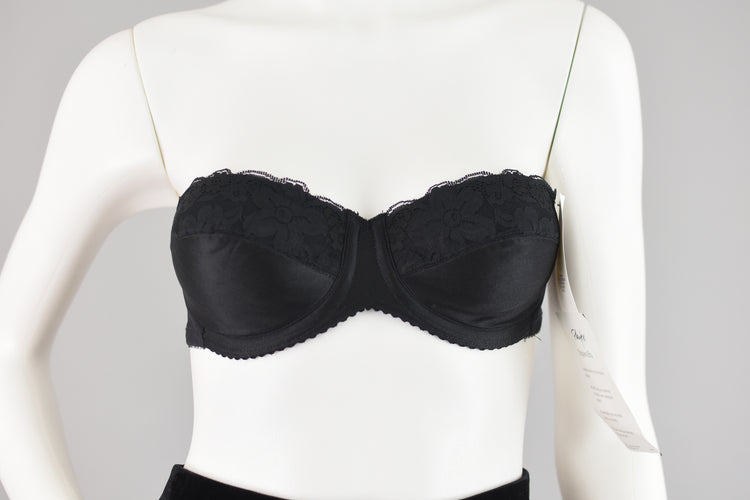 Vintage Playtex 34B Black Strapless Underwire Lace Bra