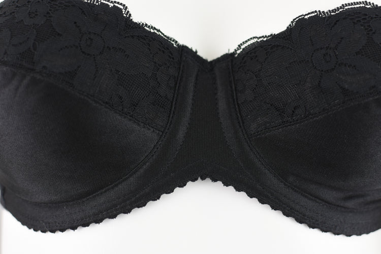 Vintage Playtex 34B Black Strapless Underwire Lace Bra