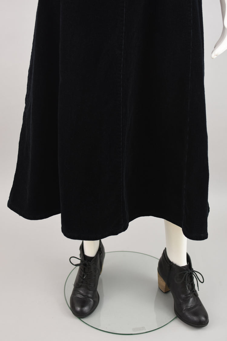 90s Black Corduroy Midi Maxi Skirt, Women's Size 16, 36" Waist