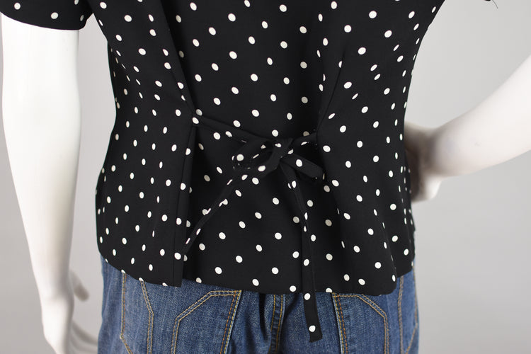 90s Black & White Polka Dot Button Down Women's Petite Medium