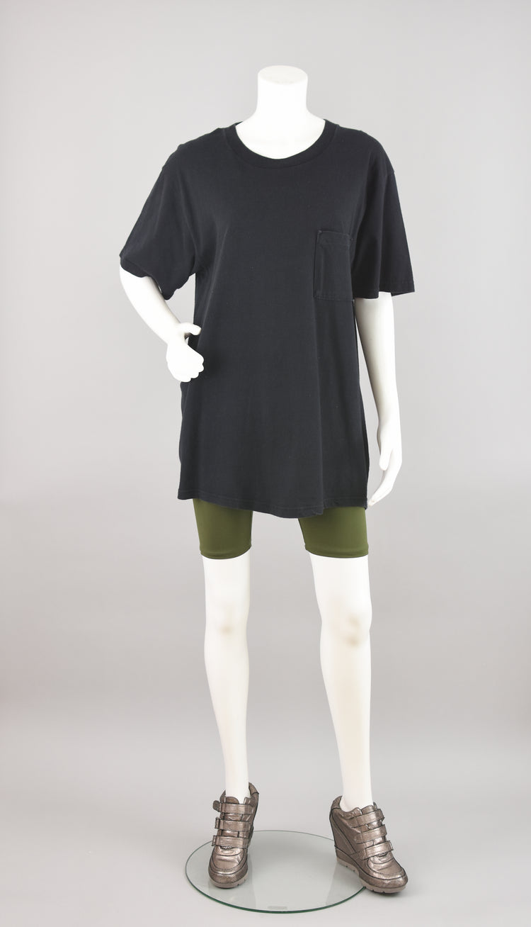 90s Black Short Sleeve Oversized Basic Pocket T-shirt, Women's Large