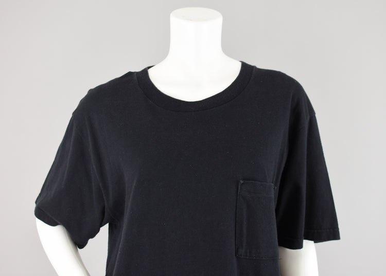 90s Black Short Sleeve Oversized Basic Pocket T-shirt, Women's Large