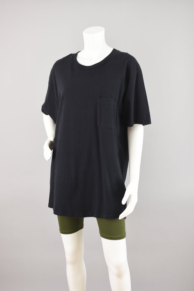 90s Black Short Sleeve Oversized Basic Pocket T-shirt, Women's Large