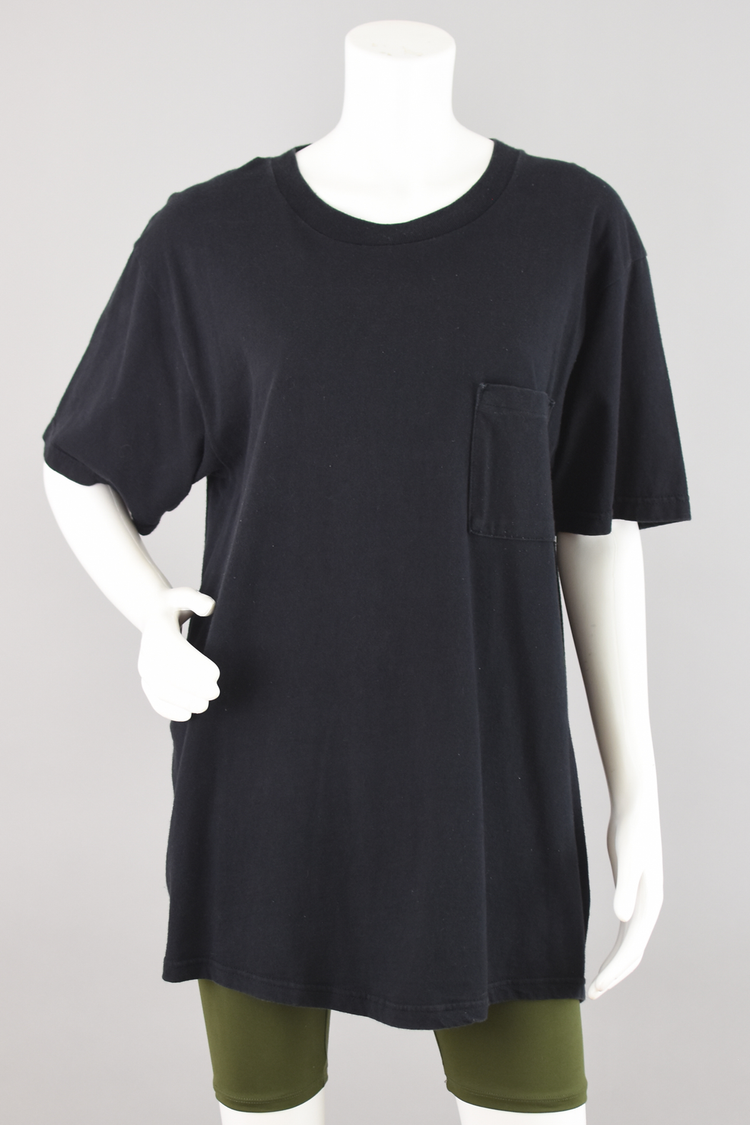 90s Black Short Sleeve Oversized Basic Pocket T-shirt, Women's Large