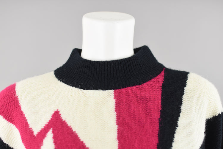 90s Abstract Mockneck Black Sweater Women's Small