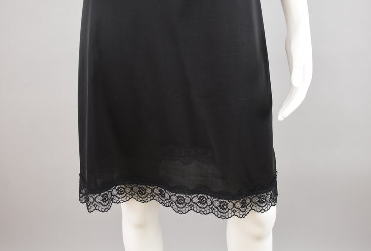 80s Black Lace Slip Dress Size 34