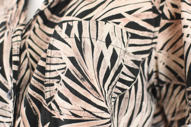 80s Palm Leaf Print Shirt, Women's Petite Extra Large