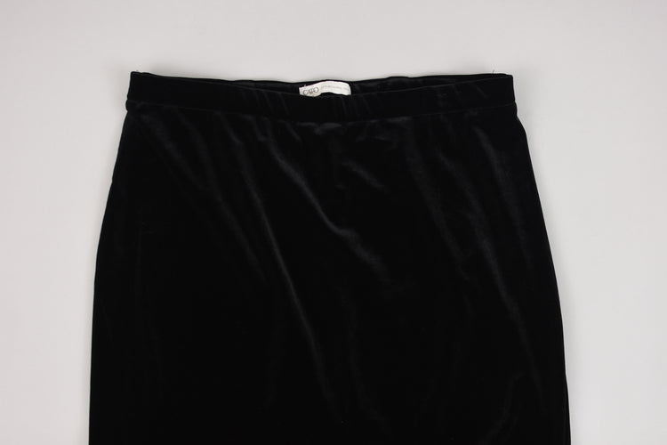 90s Black Velvet Pencil Skirt, Women's Medium, 32" Waist