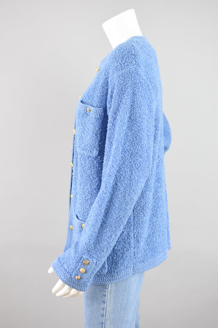 80s Light Blue Cardigan with Pockets Women's Medium