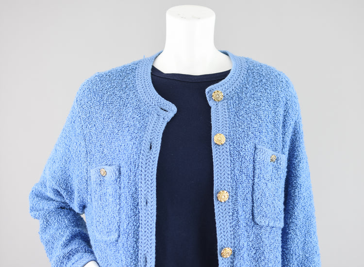 80s Light Blue Cardigan with Pockets Women's Medium