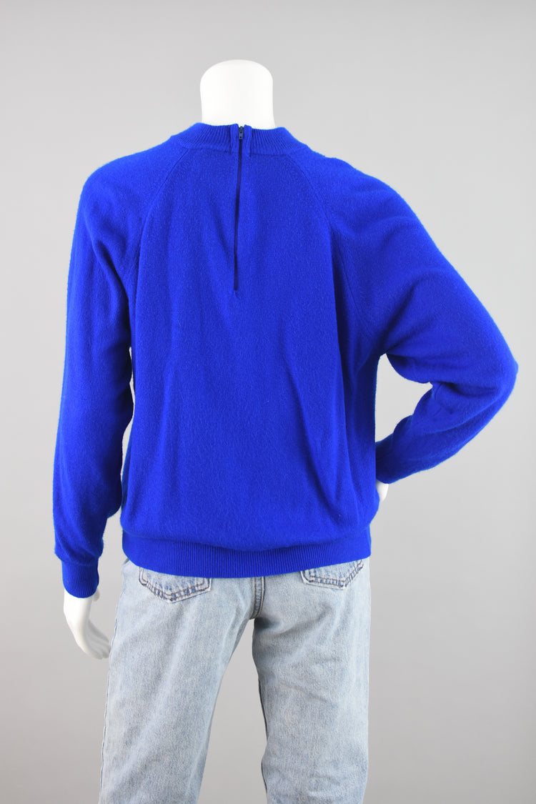 90s Blue Mockneck Sweater Women's Large