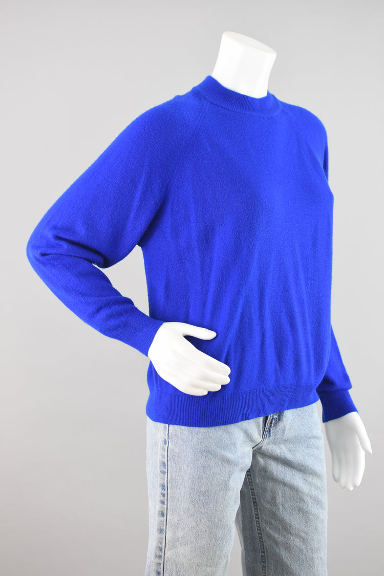 90s Blue Mockneck Sweater Women's Large