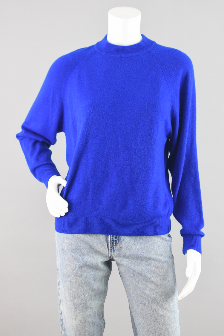 90s Blue Mockneck Sweater Women's Large