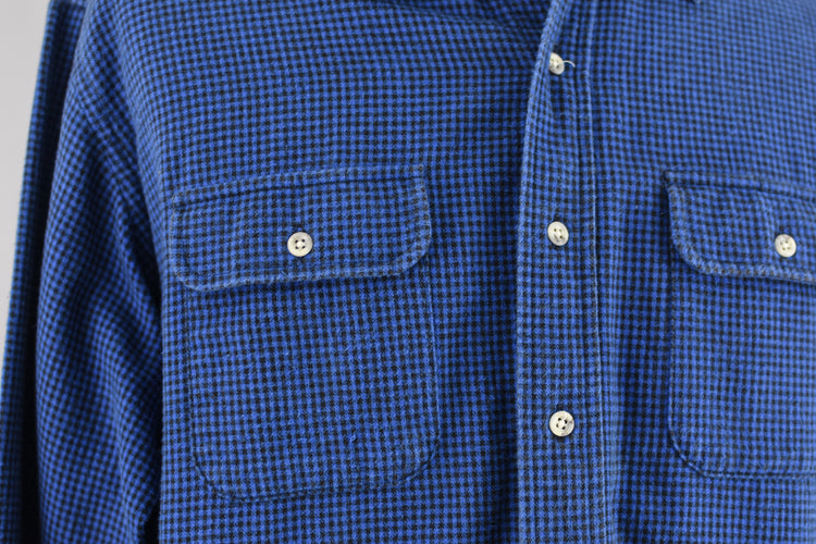 Vintage L.L. Bean Blue Checkered Flannel Shirt, Men's Extra Large