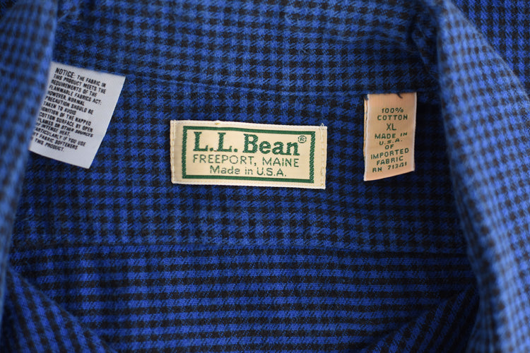 Vintage L.L. Bean Blue Checkered Flannel Shirt, Men's Extra Large