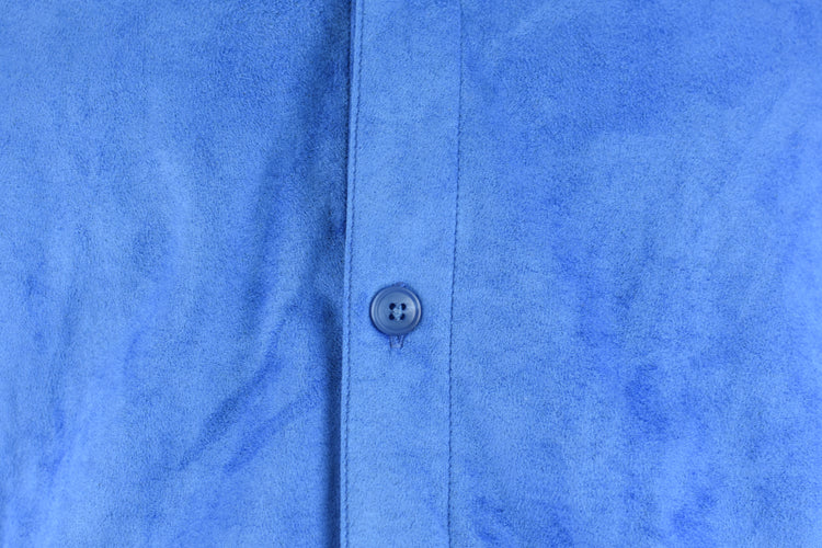 80s Blue Collared Button Down Bomber Jacket, Men's Medium