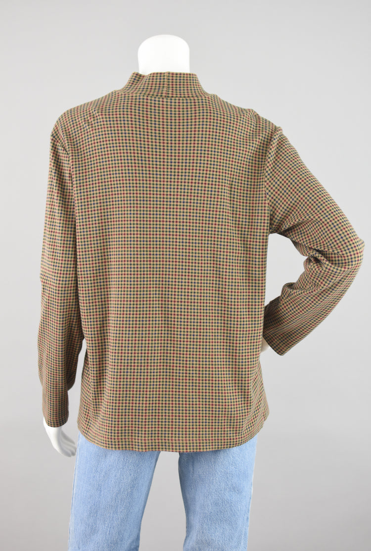 90s Plaid Mockneck Long Sleeve Shirt Women's Large